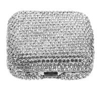 Amosfun Mini Rhinestone Stainless Steel Ashtray with Lid, Compact Windproof Pocket for Travel and Office Use, Small Portable Car Ashtray for Smokers