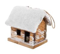 Amosfun Mini Wooden Christmas Village with LED Lights and Faux Snow Snowy Village Ornaments for Tree and Table Centerpiece Rustic Winter Home Decor Battery-operated Holiday Display