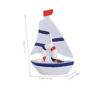 Amosfun Mini Wooden Sailboat Model Coastal Nautical Decoration for Home Desktop Hand-painted Mediterranean Style Sailing Boat Ornament Wood Craft for Beach-themed Parties and Photo Props