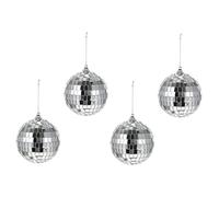 Amosfun Mirror Balls with Bright Reflection and Classic Design 4pcs Silver Glass Decor for Performance Stage and Dance Floors for School Festivals and Party Decorations