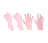 Amosfun Moisturizing Foot Care Socks and Gloves Set for Dry, Cracked Skin - Pink Gel-Lined Callus Remover Socks with Moisturizing Gloves, Size L (38-40) for Hands and Feet Wellness Care