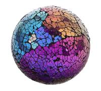 Amosfun Mosaic Glass Spheres Vibrant Purple Decorative Balls for Garden and Home Centerpiece Dazzling Colorful Orbs for Patio and Table