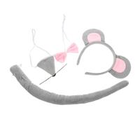 Amosfun Mouse Role-playing Set with Soft Headband Bow Tie Tail Nose Cute Animal Cosplay Accessory for Halloween Birthday Themed Parties Photo Props for Adults