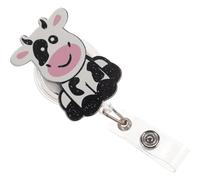 Amosfun Multi-Function Retractable Cow Print Badge Holder with Swivel Alligator Clip, Cute Nurse and Doctor Id Card Reel, Work Name Tag Clip for Medical Staff and Office Use