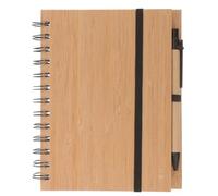 Amosfun Multi-function Spiral Journal Notebook with Bamboo Cover and Paper Material, Simple Stylish Design for Long-term Use and Planning, for Teachers and Office Staffs