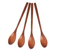 Amosfun Multipurpose Wooden Spoons Set 4 Pcs Serving Spoons for Soup Dessert Tea Comfortable to Clean Kitchen Tools