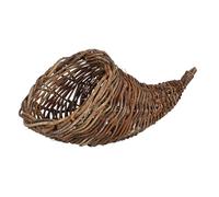 Amosfun Multipurpose Woven Fruit Basket Natural Rattan Cornucopia Storage Horn-shaped Bread and Snack Holder Tabletop Organizer for Home and Hotel Decoration