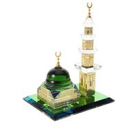 Amosfun Muslim Crystal Kaaba Clock Tower Model Islamic Mosque Architecture Figurine Home Decor Souvenir for Eid Mubarak Festival and Ramadan Celebration