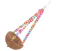 Amosfun Natural Coconut Shell Parakeet Nest Hanging Bird House Pendant with Chain and Hook Multi-functional and Safe Bird Swing for Hamster Random Color