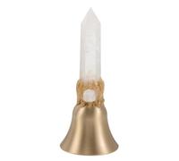 Amosfun Natural Crystal Tower Ornament Hand Bell with Metal Handle for Meditation Prayer and Home Decor Sturdy Crystal Bell for Altar Rituals Christmas Holiday