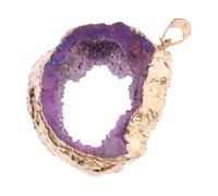 Amosfun Natural Purple Agate Crystal Geode Slice with Electroplated Gold Edge, Irregular Natural Agate Pendant for DIY Jewelry Making and Decorative Necklace Crafting