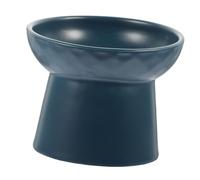 Amosfun Navy Ceramic Cat Food Bowl with Unique Nordic-style Design, Comfortable Eating and Drinking, Raised Shape for Easier Feeding, for Kittens and Adult Cats