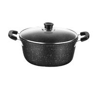 Amosfun Non-Stick Iron Stock Pot with Lid Multi-Functional Milk and Noodle Soup Cooker Anti-Scald Handles Wear and Heat Resistant Cooking Pot for Kitchen Use