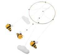 Amosfun Nordic Style Bee Cloud Knitting Craft Pendant Hanging Ornament Handmade Wall Decor for Home Living Room Nursery