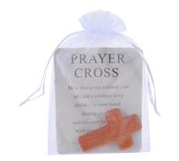 Amosfun Oak Wood Mini Pocket Cross with Carry Bag and Blessing Card - Small Handheld Wooden Cross Decor for Spiritual Use and Holiday Adornment