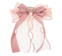 Amosfun Oversized Pink Bowknot Brooch Pin Clip Ribbon Collar Lapel Pin Ladies Bow Tie Shirt Brooch Women’s Clothes Accessories for Wedding Party Birthday