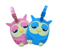 Amosfun Owl Shape Silicone Luggage Tags 2Pcs Cartoon Travel Suitcase Identifiers for Airport Baggage Claim Fun Tags Random Color