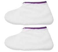 Amosfun Paraffin Wax Therapy Bags for Foot and Hand Care, 1 Pair White with Purple Trim Spa Mitts Covers, Moisturizing Warming Covers for Professional Wax Treatment and Foot Spa