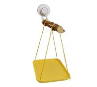 Amosfun Parrot Bath Stand Bird Stand with Suction Cup Strong Suction Cup Design Enhanced Grip Natural Textured Pepper Wood Platform Removable Dropping Tray for Daily Use on Shower Walls