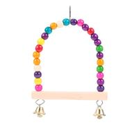 Amosfun Parrot Play Swing Wood Bird Cage Hanging Toy with Chewing Feature to Attract Birds and Satisfy Chewing Instinct Suitable for Parrots or Garden