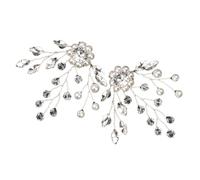 Amosfun Pearl Bridal Shoe Clips 1 Pair Detachable Silver Metal Flower Shoe Buckles Accessories for Bride