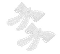 Amosfun Pearl Lace Bowknot Shoe Buckles, Detachable Bow Shaped Sneaker Charms with Pearl Decoration, 2pcs Fashionable DIY Shoe Accessories for Women