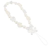 Amosfun Pearl Mobile Phone Chain Imitation Beads Butterfly Bowknot Design Beaded Phone Charm for DIY Wrist Strap Charm