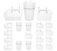 Amosfun Peg Board Storage Bin Set Plastic and Iron Material with Hooks 20pcs Rectangular round Shapes for Neat and Uniform Display , for Kitchen and Workbench Organisation
