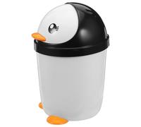 Amosfun Penguin Desktop Trash Can with Lid Plastic Wastebasket for Office Car Bedroom Room Countertop Organizer Black and White