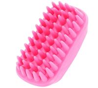 Amosfun Pet Bath Cleaning Brush Dog Bath Massage Brush Soft Silicone Bristles Ergonomic Handle Tpe Material Secure Grip Pink for Multi Pet Households Cats