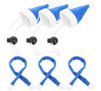 Amosfun Pet Hat and Scarf Set Lightweight and Flexible Design 6pcs Christmas for Dogs and Cats, Blue Lint Material for Variety Festivals and Xmas Party Decorations