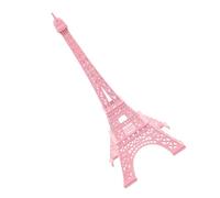 Amosfun Pink Eiffel Tower Decoration Metal Figurine French Souvenir Collectible Desktop Ornament Cake Topper Travel French-themed Party Centerpiece