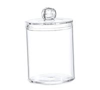 Amosfun Plastic Cotton Buds Holder with Lid Cotton Ball Storage Jar Good Sealing Performance for Organizing Bathroom Accessories