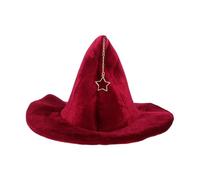 Amosfun Pointed Wizard Cap Halloween Witch Hat Unique Standout Piece Polyester Soft Comfortable Material Versatile Accessory Women Party Roleplaying Star Pendant Design