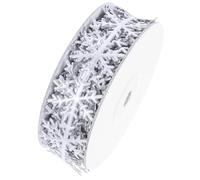 Amosfun Polyester Silver Snowflake Ribbon for DIY Jewelry Accessories Christmas Wrapping Decor Ribbon for Packaging and Festive Decoration