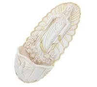Amosfun Porcelain Holy Water Font Wall Hanging Catholic Decor Our Lady of Guadalupe Religious Basin for Home Church Entrance Symbolizing Faith and Blessings with Floral Vessel and Tranquil