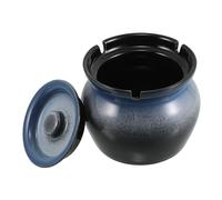 Amosfun Portable Ceramic Ashtray with Lid Windproof Retro Design for Indoor and Outdoor Use Tabletop Smoking Tray for Patio Office Balcony Lightweight and Decorative