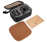 Amosfun Portable Ceramic Tea Set with Teapot, Cups and Wooden Tray | Travel Bag Included, Compact Elegant Design, for Oolong Tea, Blooming Teas and Family Gatherings