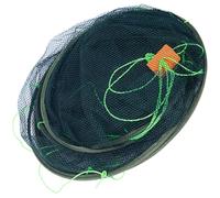 Amosfun Portable Foldable Fish Net 80cm Diameter Nylon Crab Trap with Bait Pouch for Pier, Pond and Dock Fishing - Lightweight Catching and Carrying Net for Shrimp, Crayfish, Lobster