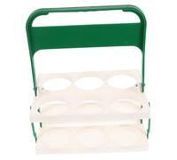 Amosfun Portable Folding Beer Basket 6-Bottle Carrier with Handle, Collapsible Green and White Plastic Drink Holder for Outdoor Use and Car Cup Organizer