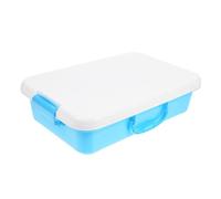 Amosfun Portable Handheld Sand Tray with Lid, Medium Blue and White Plastic Sandbox Storage Box for Indoor and Outdoor Play
