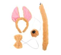 Amosfun Puppy Dog Headband Costume Set Plush Ears Bow Tie Tail for Adults Cartoon Animal Cosplay Accessories for Halloween Birthdays Parties Lightweight Fun Design