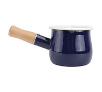 Amosfun Random Color Enamel Milk Pan Dual Pouring Lips 10cm Small Milk Pot Wood Handle Nonstick Mini Saucepan for Cooking Baby Food and Coffee Warmer Kitchen Pot