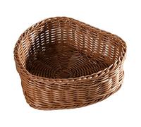 Amosfun Rattan Bread Basket - Heart Shaped Wicker Storage Basket, Kitchen Multi-Usage Storage Container for Fruit, Candy, Snacks, Entryway Key Dish