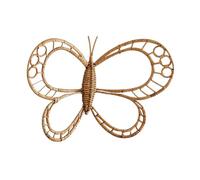 Amosfun Rattan Wall Animals 3d Butterfly Wall Sculpture Boho Vintage Brown Woven Rattan Iron Frame Butterfly Shaped Decor for Girls Bedroom Bathroom