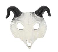Amosfun Realistic Demon Skull Goat Horn Mask with Detailed RAM Horns for Halloween Cosplay and Animal Themed Parties Soft PU Foam Full Head Sheep Antelope Mask for Adults