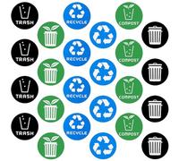 Amosfun Recycling Bin Stickers User-Friendly Installation for Kitchens and Schools 24pcs Weather-Resistant PVC Trash and Recycle Labels for and Aluminum Bins