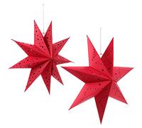 Amosfun Red Paper Star Lantern Lampshade 3D Paper Star Pentagram Lampshade for Christmas Xmas Wedding Party Home Hanging Decorations 35cm 45cm
