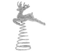 Amosfun Reindeer Christmas Tree Topper Holiday Silver Tree Decoration Glittered Reindeer Xmas Tree Topper Christmas Party Supplies