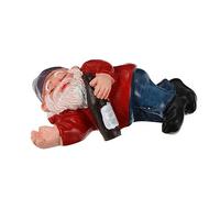 Amosfun Resin Dwarf Garden Statue Outdoor Decor Funny Sleeping Drunk Gnome Figurine Micro Landscape Ornament for Patio Lawn Decoration